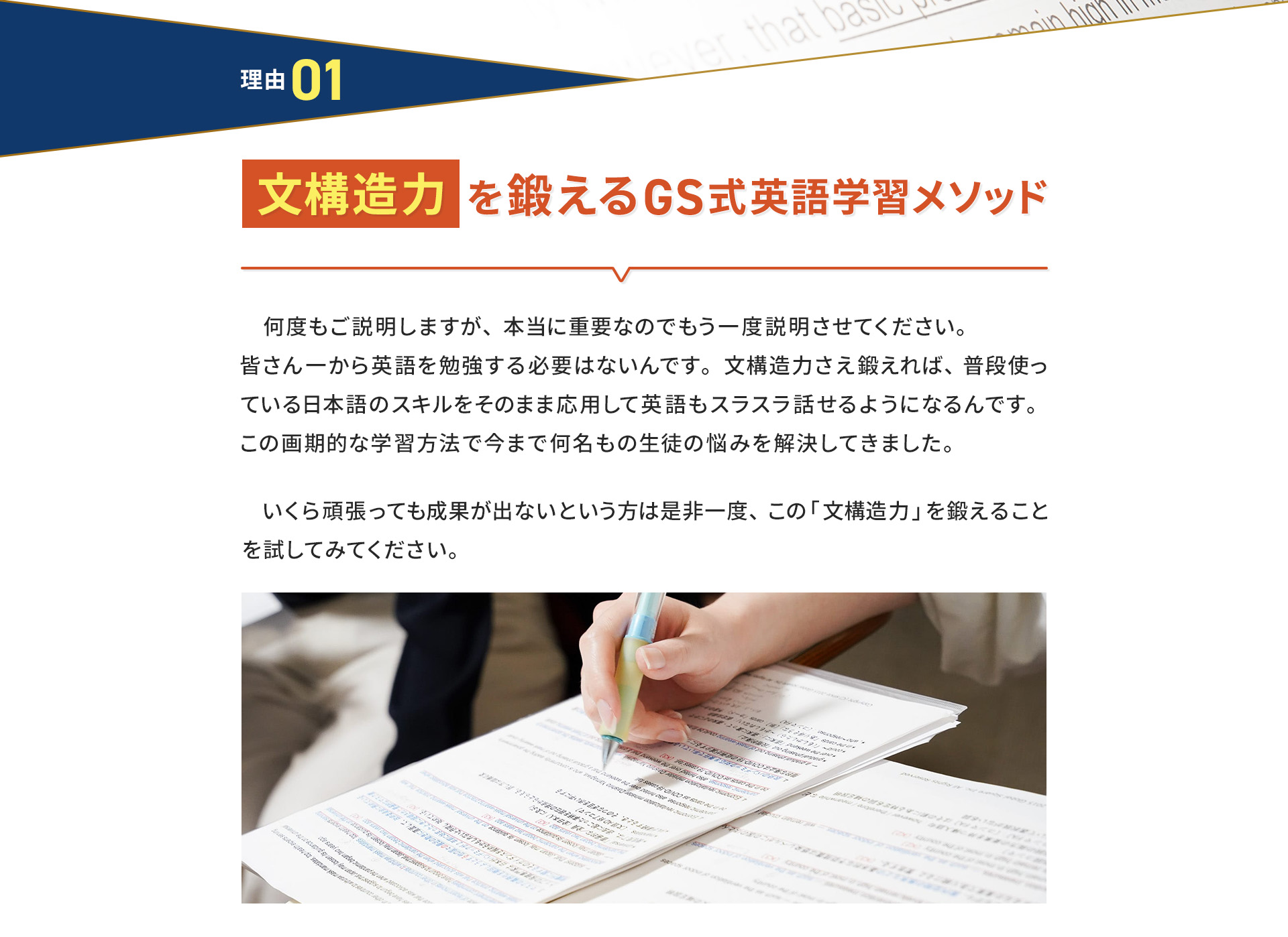 理由①「文構造力」を鍛えるGS式英語学習メソッド